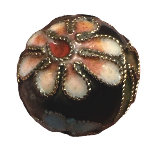 VTG Enamel Cloisonne Bead Lot Of 4 20mm & 10mm Approx. Floral Colorful Beads SEE
