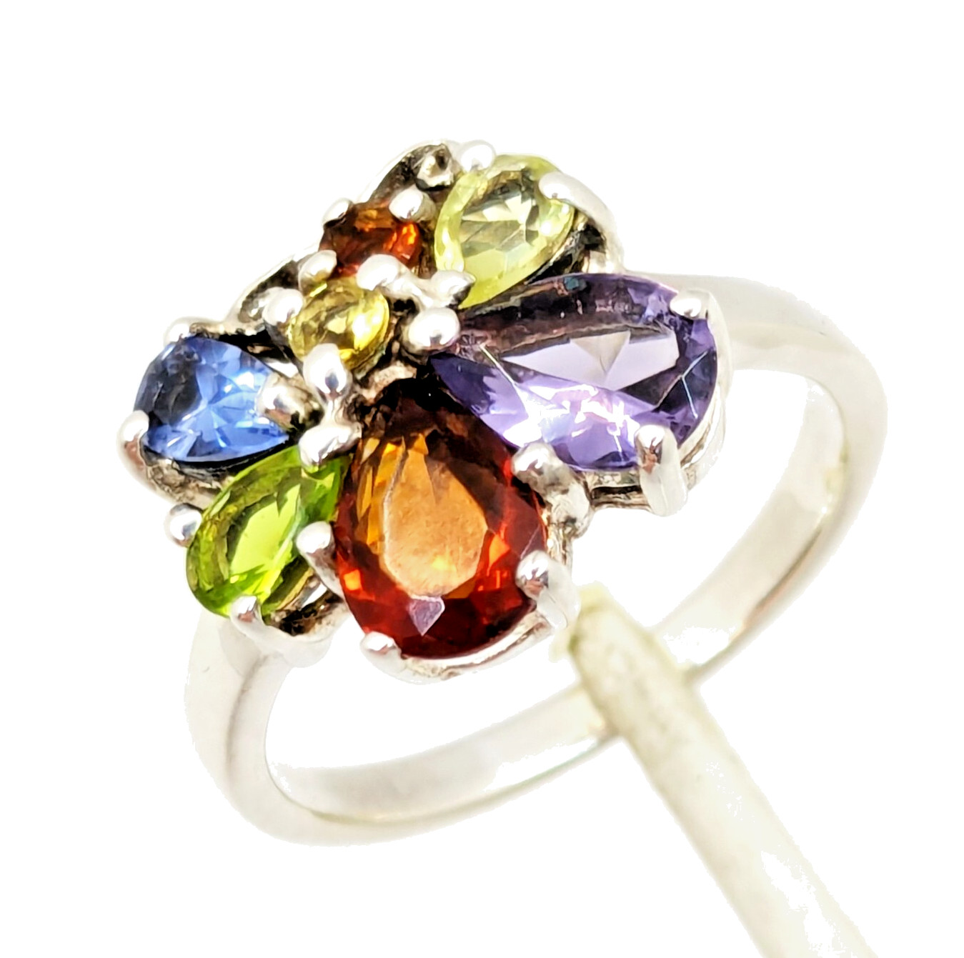 Vintage Luxury RING Silver 925 with Bright Stones -size: 7.5US (17.5mm) | #127