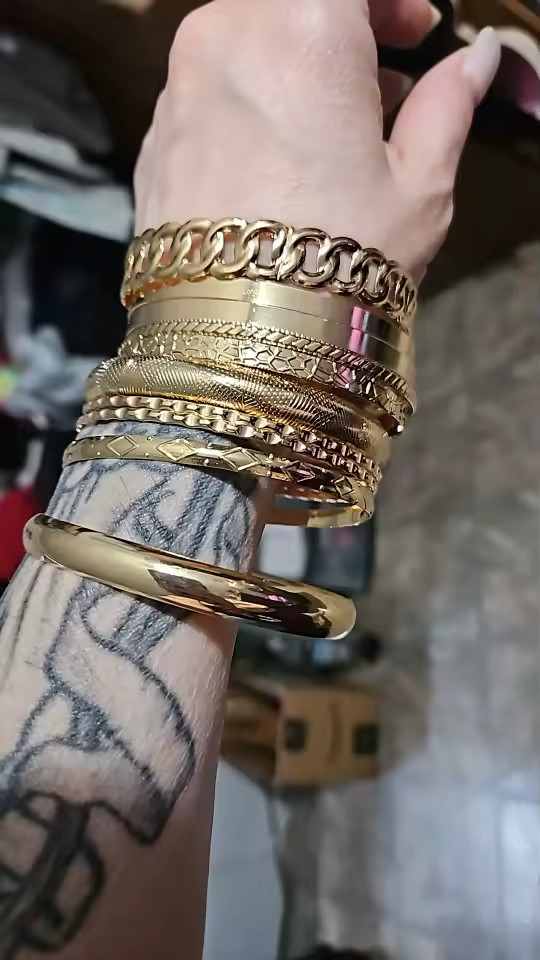 10 Bohemian Bracelet Set Gold Silver Color Stackable Bangles Retro Link Jewelry
