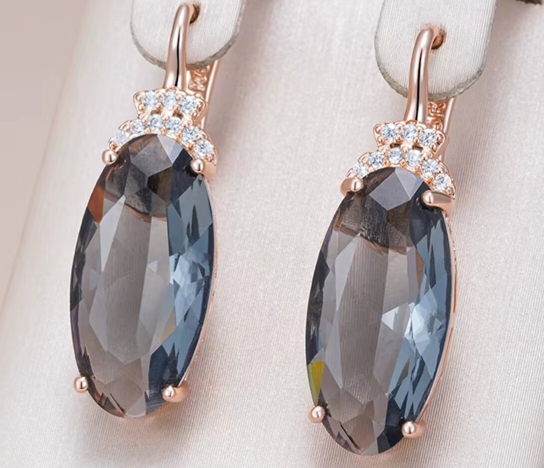 Stud earrings 2 pieces gold drop earrings rose gold 585 gold-plated jewelry blue 92