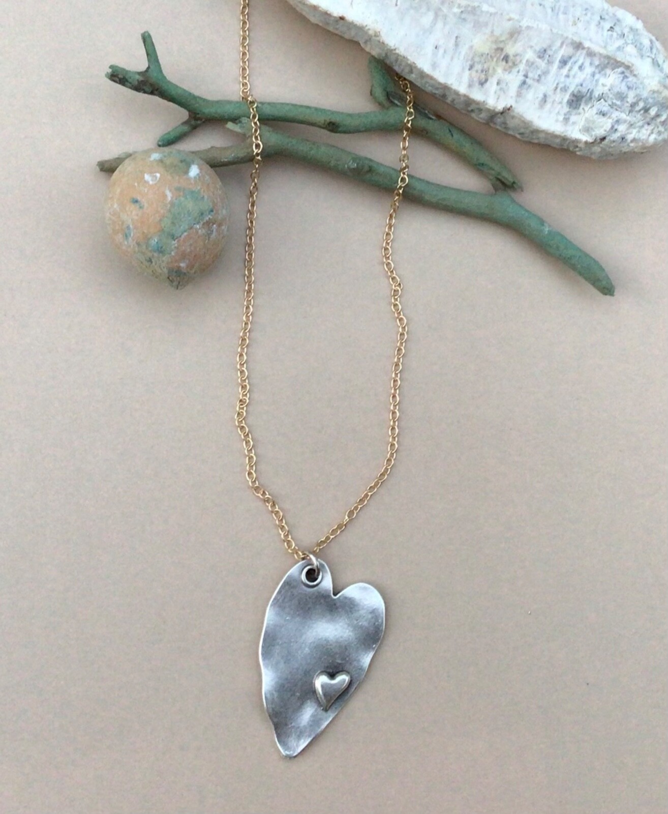 NEW ARTISAN HANDMADE SUNDANCE CHARM HEART NECKLACE HANDCRAFTED SILVER JEWELRY