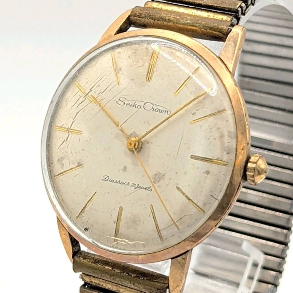 SEIKO CROWN Watch Hand Winding Men’s Round Gold Working Seiko Champion Watch Man