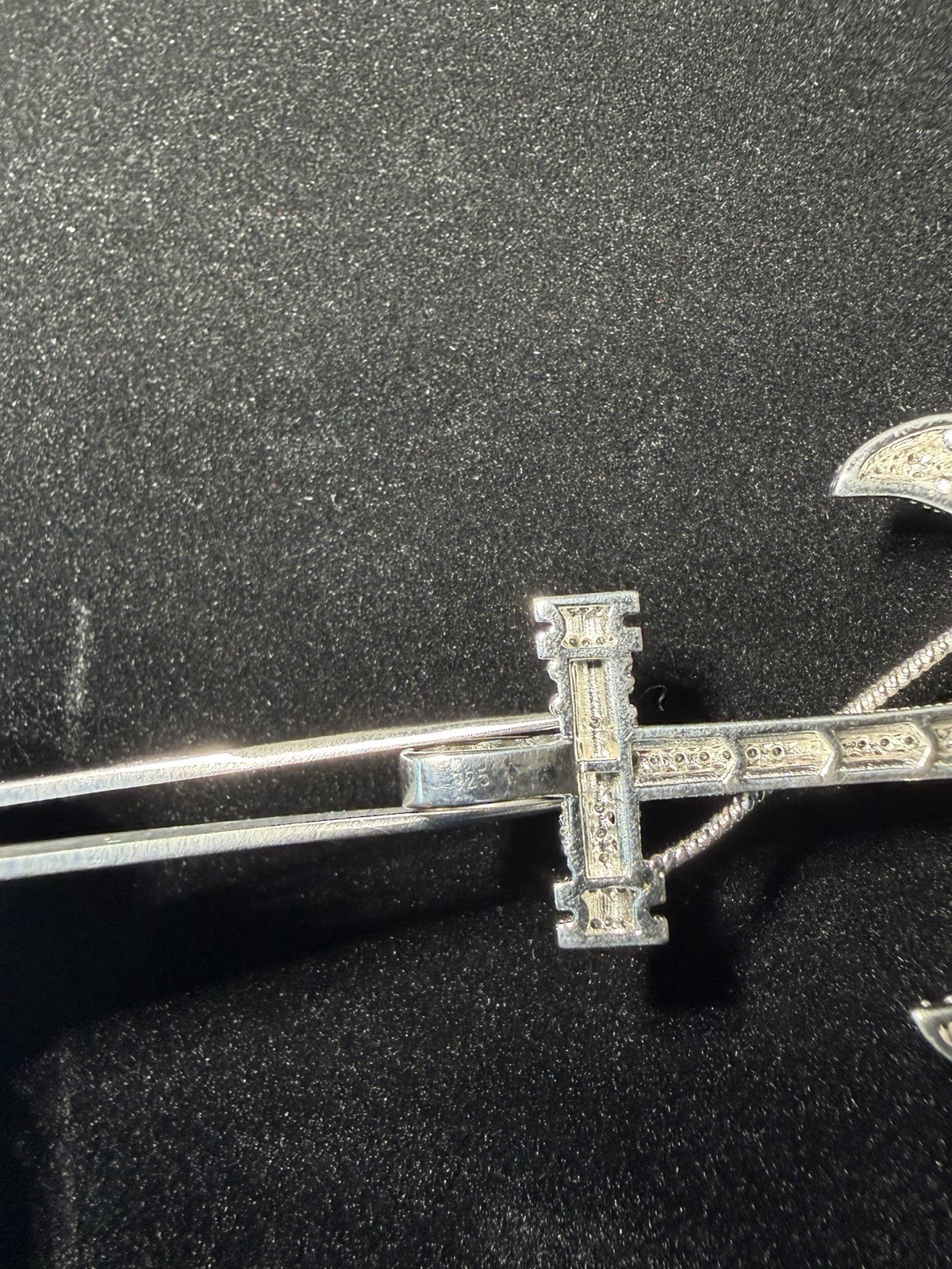 925 Sterling Silver CZ Anchor Pendant | 9g | Read Description