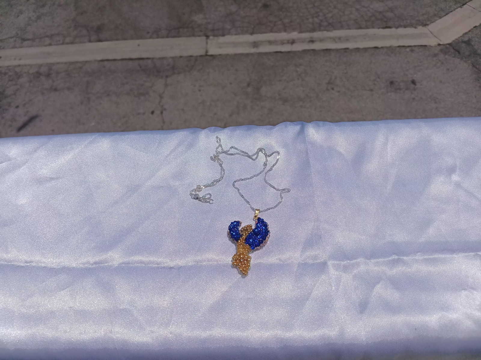 Royal Blue Frost Phoenix Necklace Handmade Phoenix Jewelry Gift