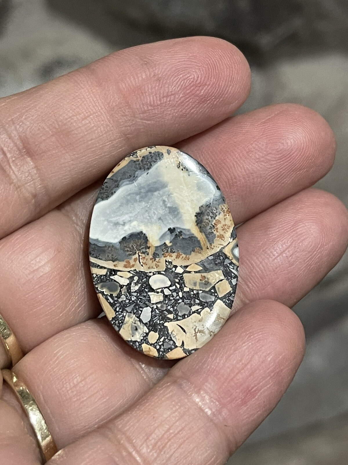32×22.5x5mm Picture Maligano Jasper Oval Cabochon Loose Stone Wire Wrapping