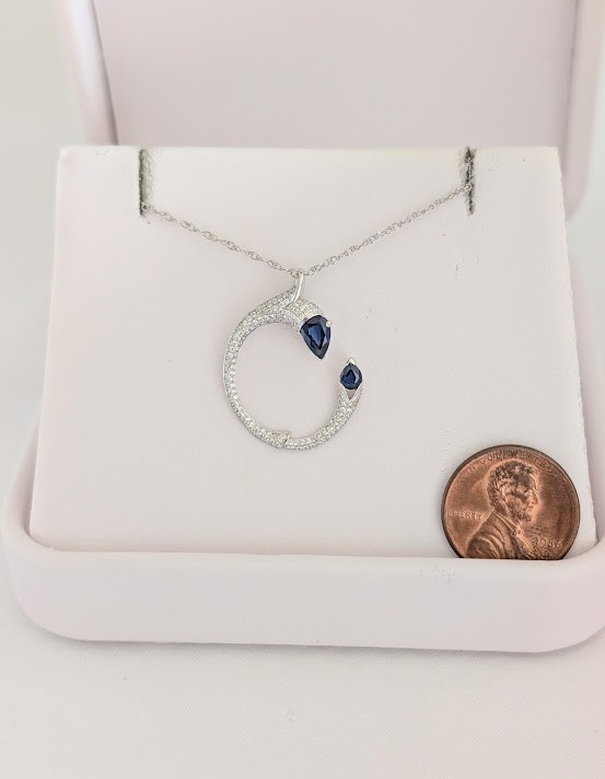 Sapphire & Diamond Necklace 14K 2.6 Grams Retail Price $1599 Make Me An Offer!