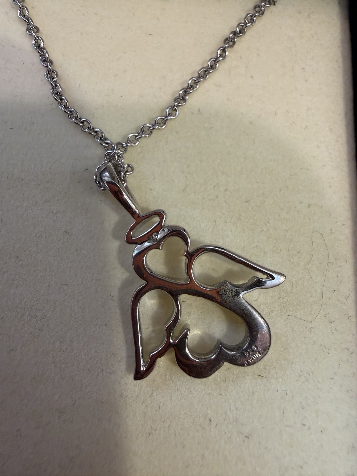 Lot 2 Jane Seymour Open Heart Sterling Silver 925 Diamond Angel Pendant Necklace