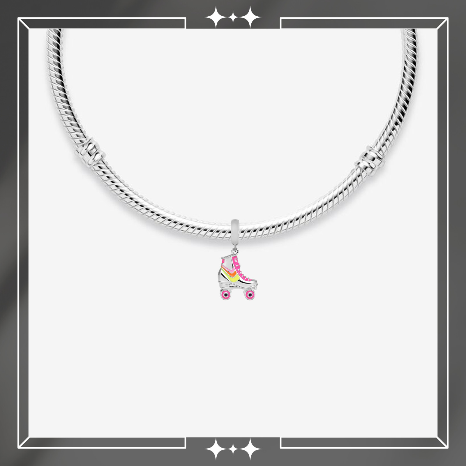 Roller Skate Charm For Bracelet, Skater Charm, Pink Skate Charm