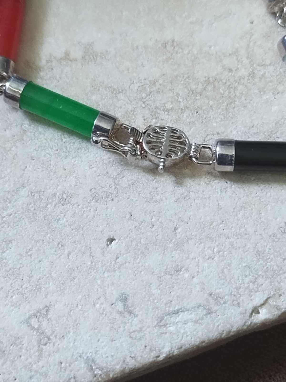 Multi-Stone 925 Sterling Silver Tube Cylinder Link Bracelet