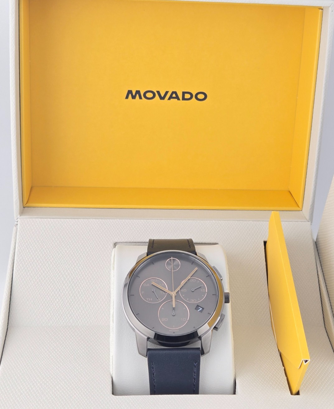 Movado Bold Men’s Chronograph Leather Band Watch – 3600720 ($695 MSRP)