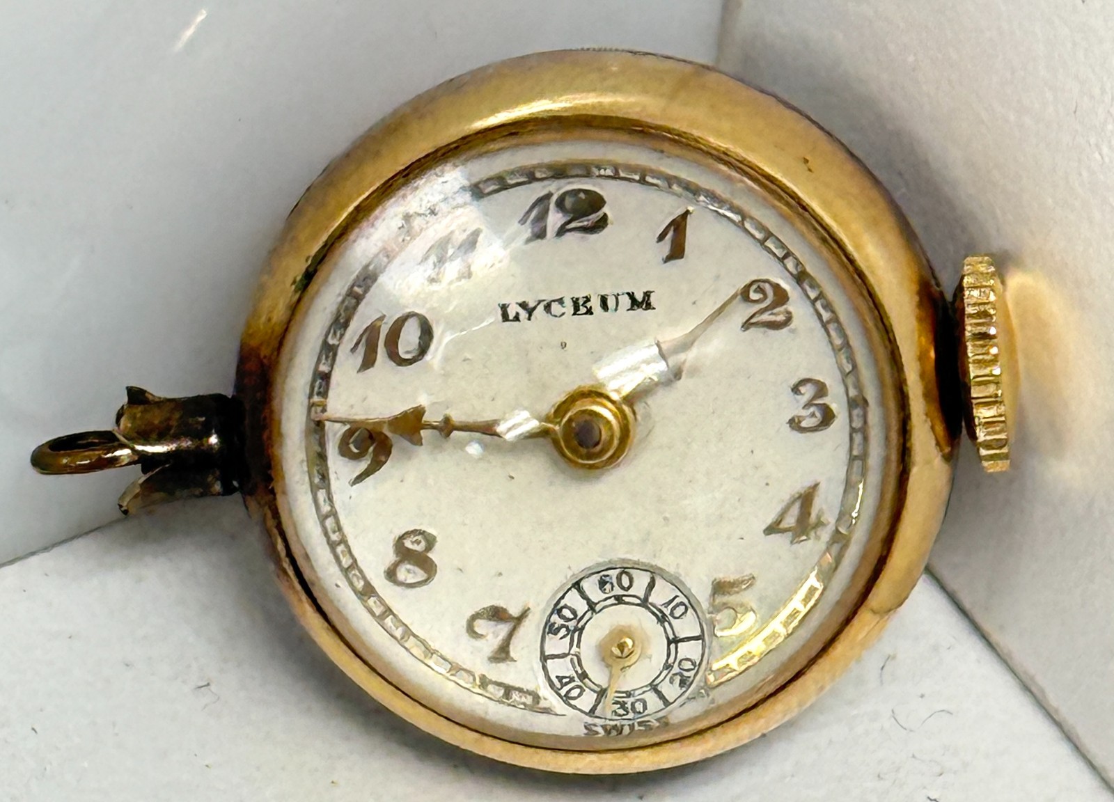Vintage Lyceum Swiss 7 Jewel Mechanical Ball Orb Pendant Watch Exhibition Runs