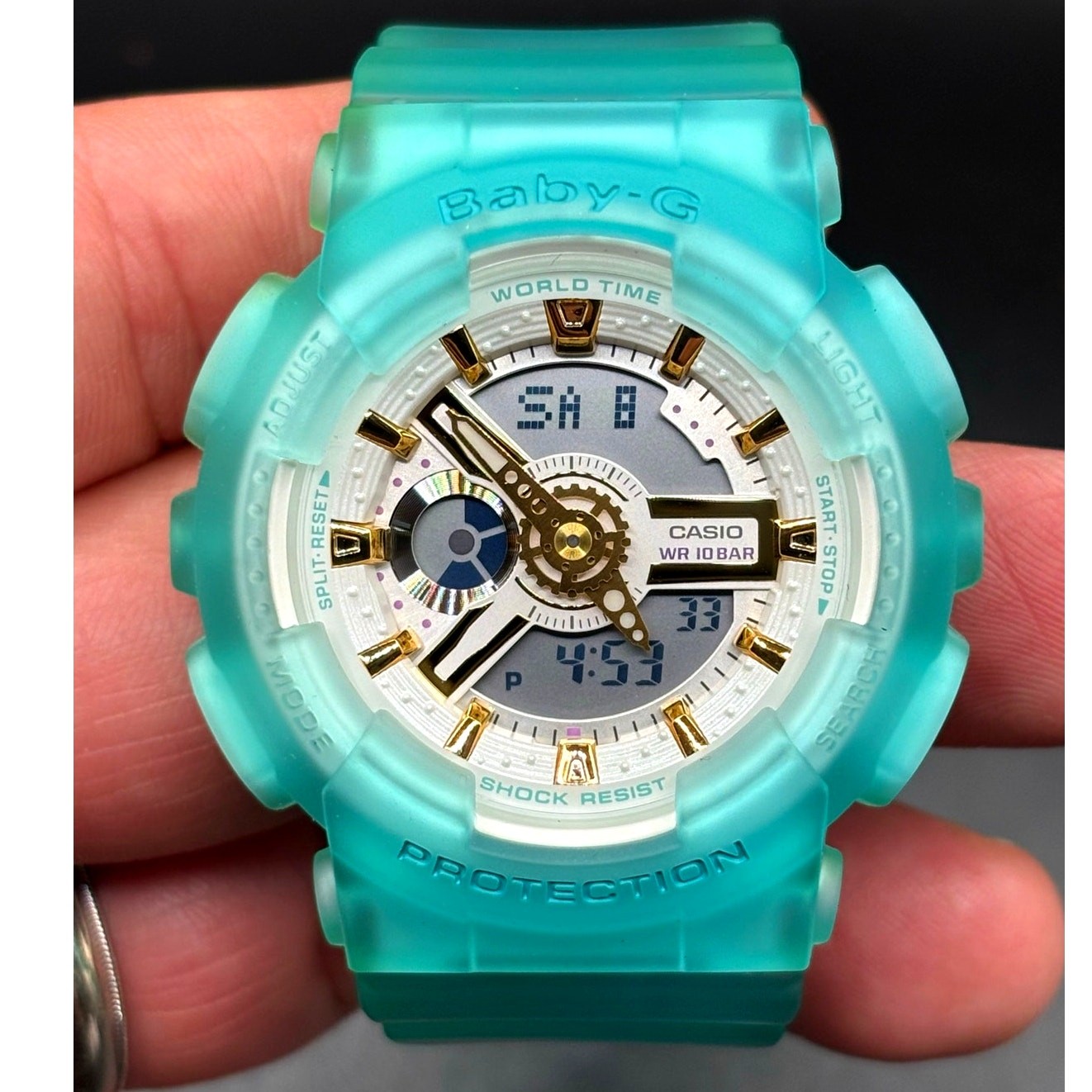 Casio Baby-G BA-110SC-2A Sea Glass Clear Teal Analog Digital Women’s Watch