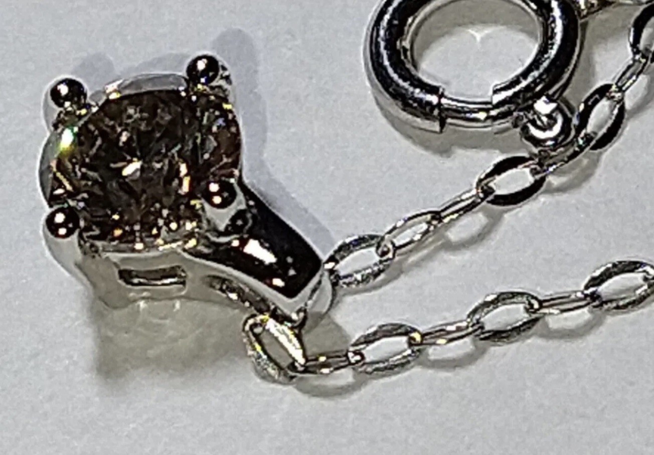 Solid platinum 0.40 carat diamond pendant chain necklace 1.8 grams – 18″ pt950