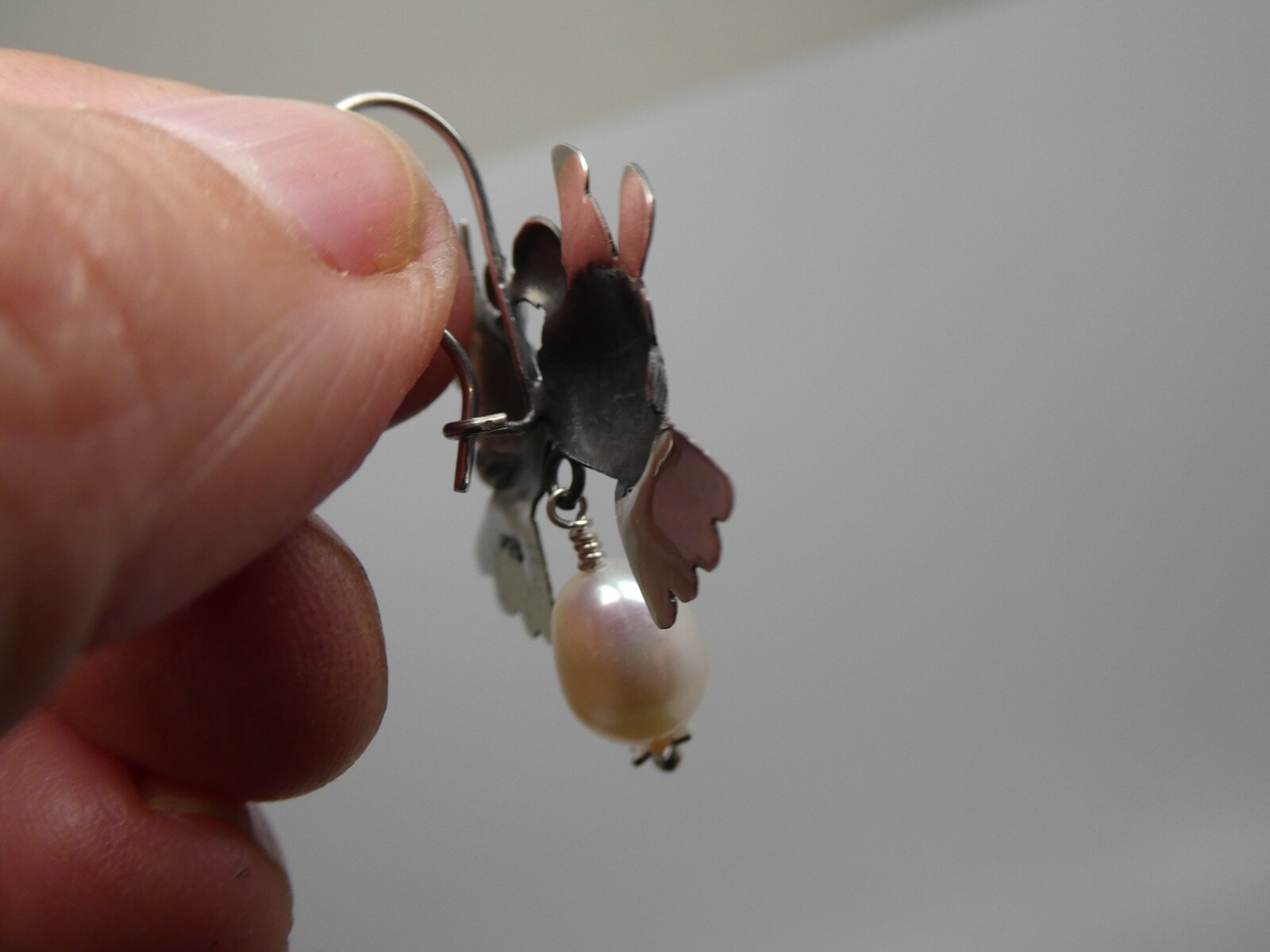 Love Bird Taxco Mexico Sterling Silver 925 & Pearl Frida Kahlo Style Earrings