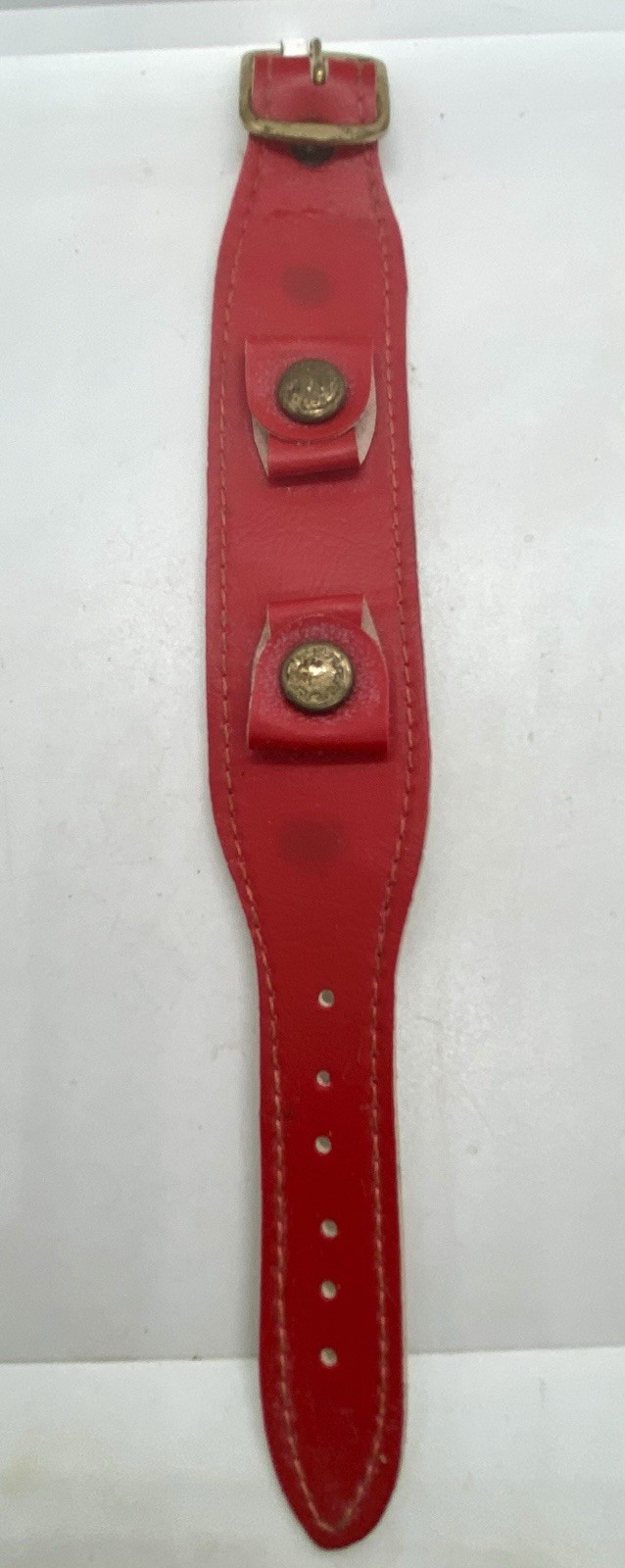 NEW VTG Cuff Watch Band Bund Red Leather 13mm Lugs New Old Stock Up To 7” Wrists
