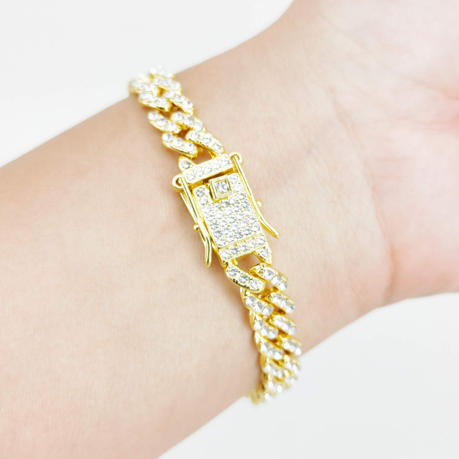 8MM Gold Plated CZ Cuban Link Chain Hip Hop Iced CZ Out Cuban Necklace/Choker