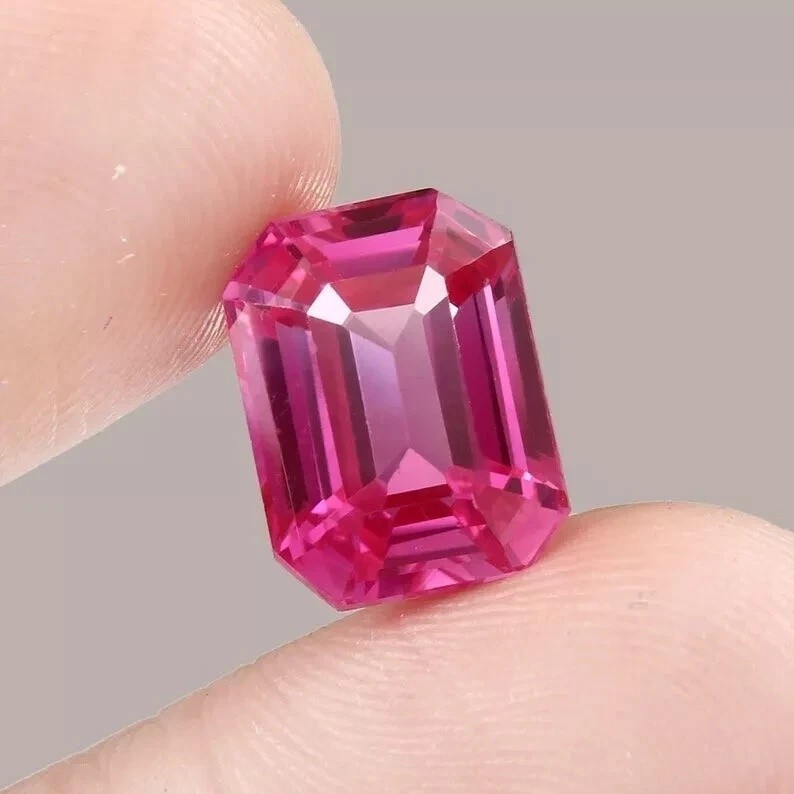 Certified Emerald Cut 9.45 Ct Pink Sapphire Loose AA+ Gemstone Natural Flawless