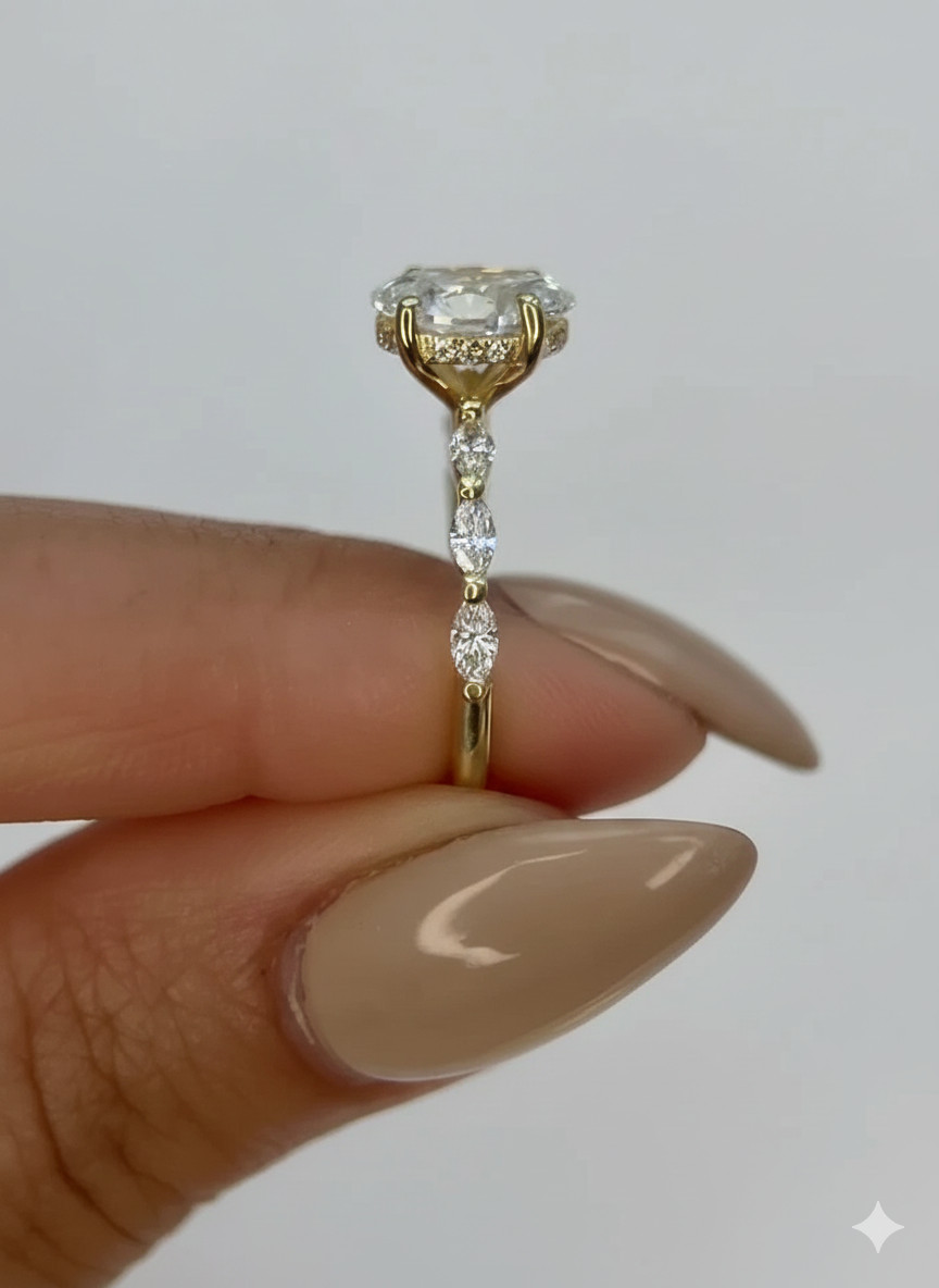 IGI Certified 1.80 Ct Diamond Ring Oval Cut 14k Yellow Gold Lab Grown VVS E F
