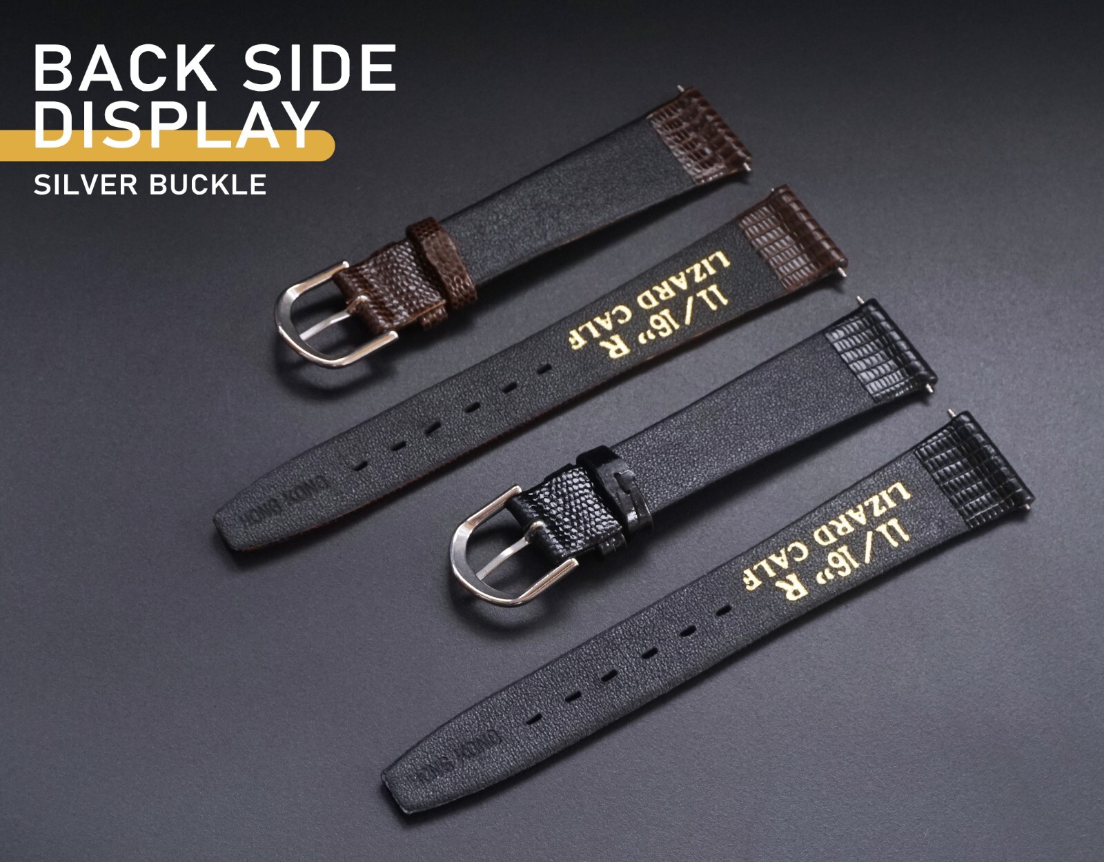 12 14 16mm 17mm 18mm 19mm 20mm Watch Band Strap Lizard Calf Leather Black Brown