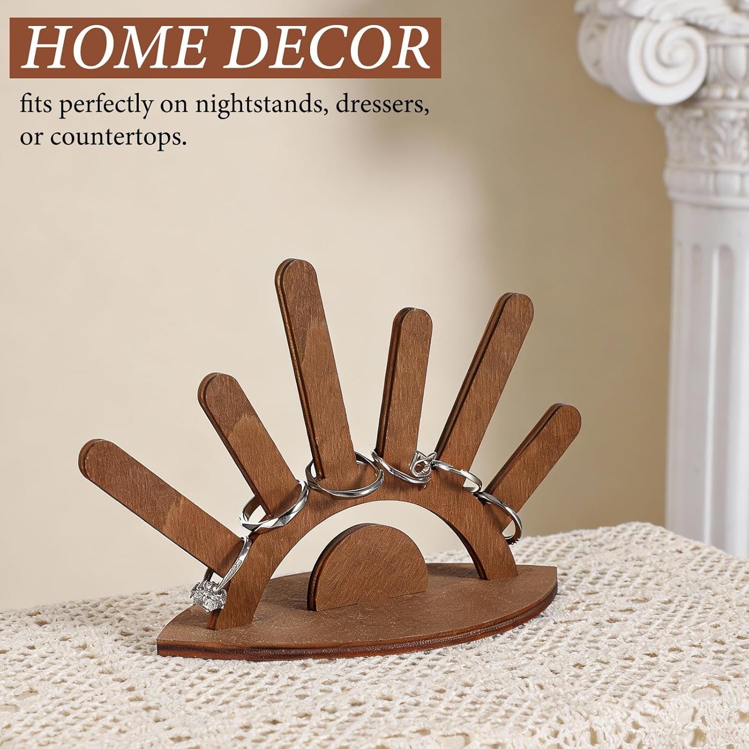 Thinp Ring Display Stand, Wooden Ring Holder Creative Jewelry Stand for Rings