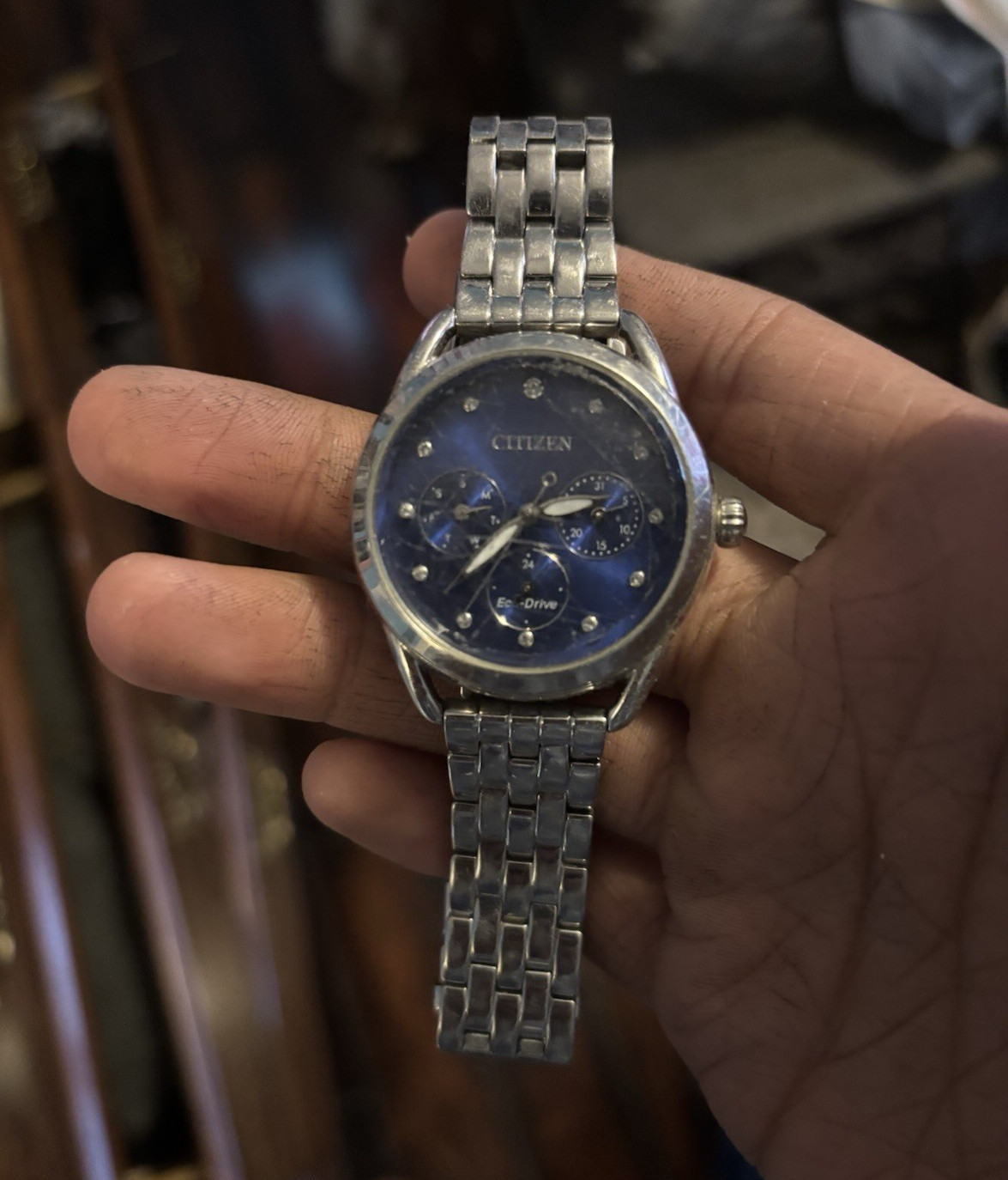 Citizen Eco-Drive Men’s Blue Dial Stainless Bracelet Quartz Day 50m Watch