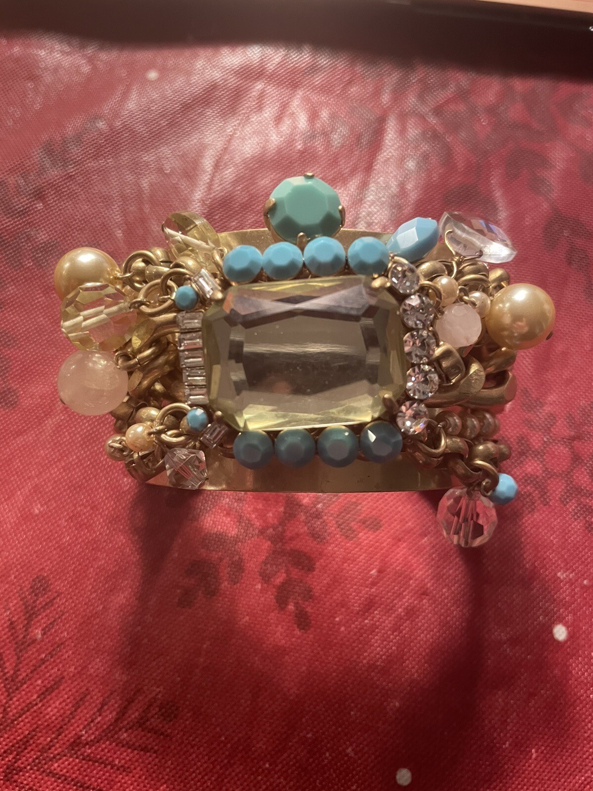 Bohemian CAROLEE GOLD TONE/GOLD CHAIN W/ BEADED CHARM CUFF BRACELET- JL97