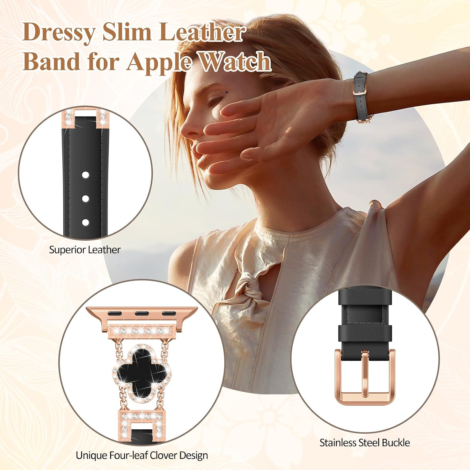 Leather Band Compatible with Apple Watch Bands for Women 42Mm 44Mm 45Mm 46Mm 49M