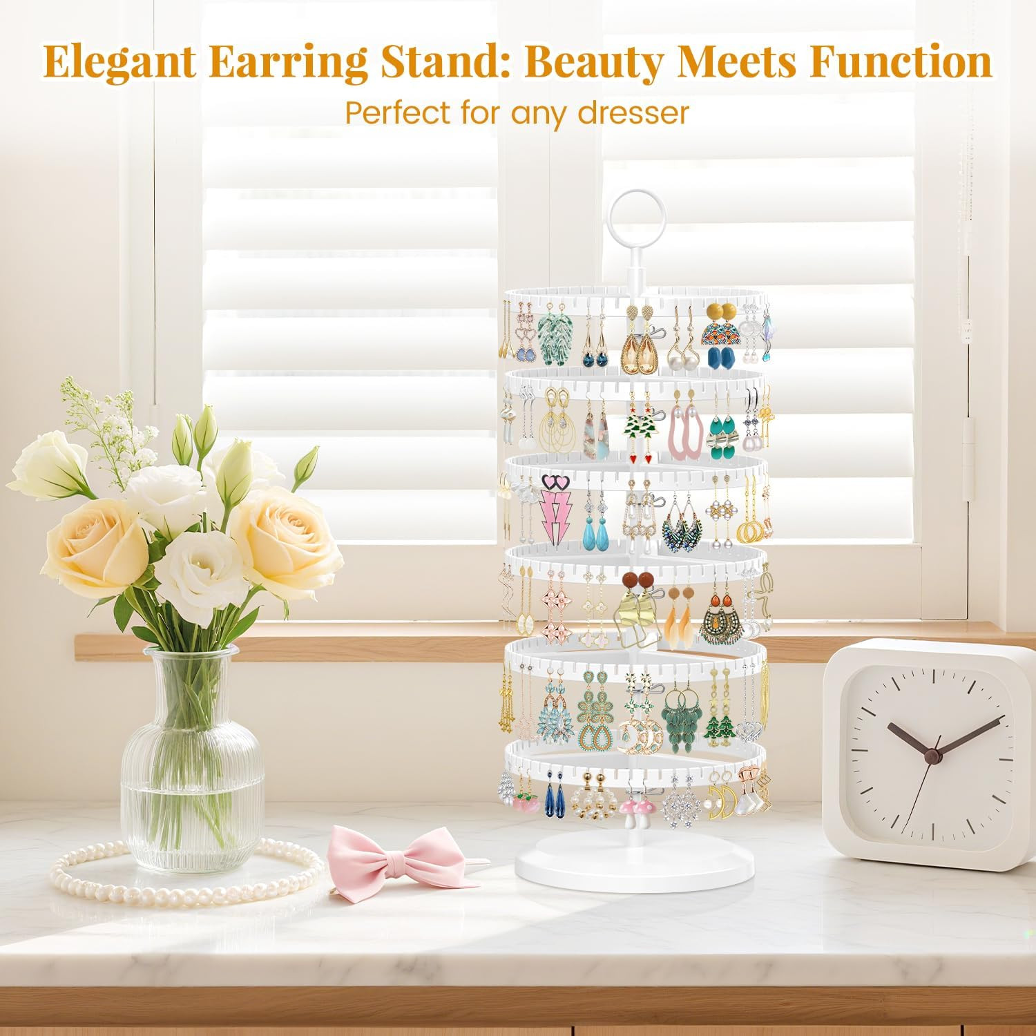 Esluker.Ly Earring Holder Organizer Rotating Stud Display Tree Rack with 342 U-S
