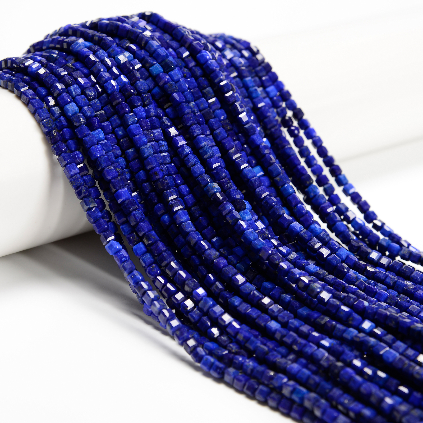 Natural Lapis Faceted Rubik’s Cube Beads Size 2mm 3mm 15.5” Strand