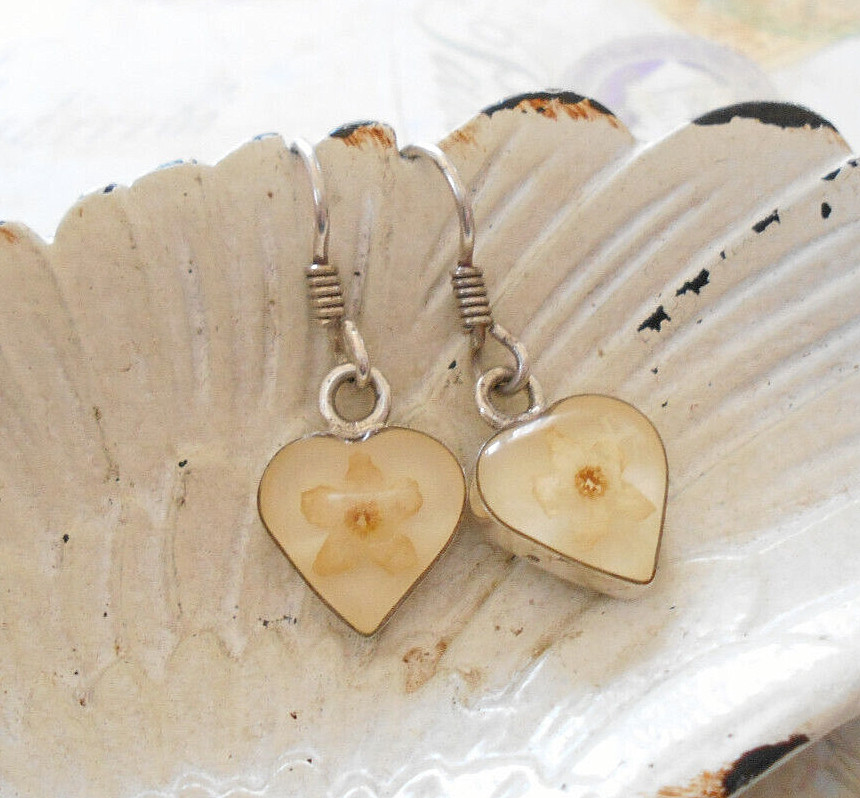 Charming Sterling Silver Dried Flowers in Resin Earrings 30Z50-8