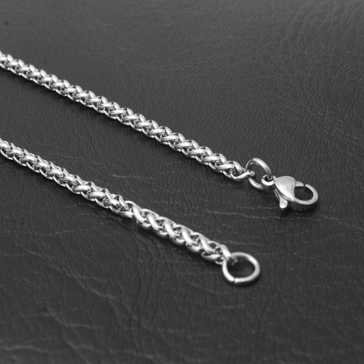5pcs/lot 2.5/3/4/5/6mm Stainless Steel Wheat Braided Chain Necklace Mens Jewelry