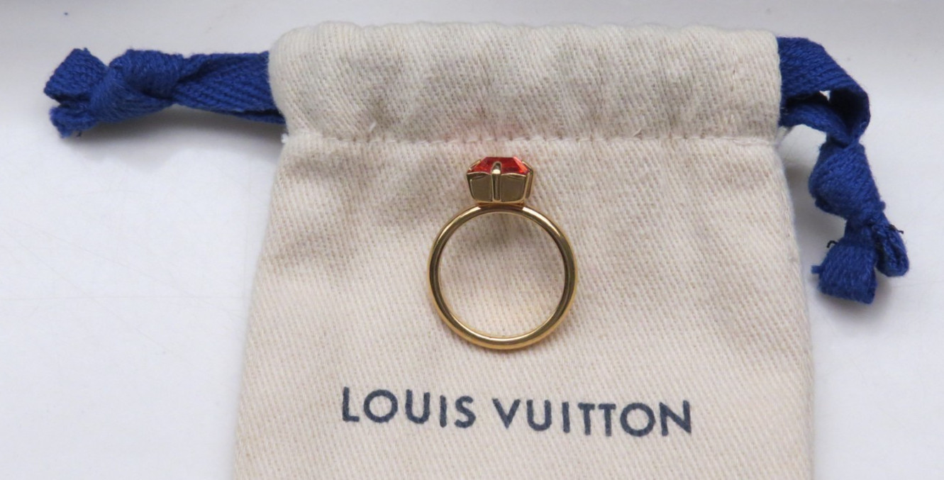 LOUIS VUITTON Ring Size 7 Cosmopolitan Coral Red .