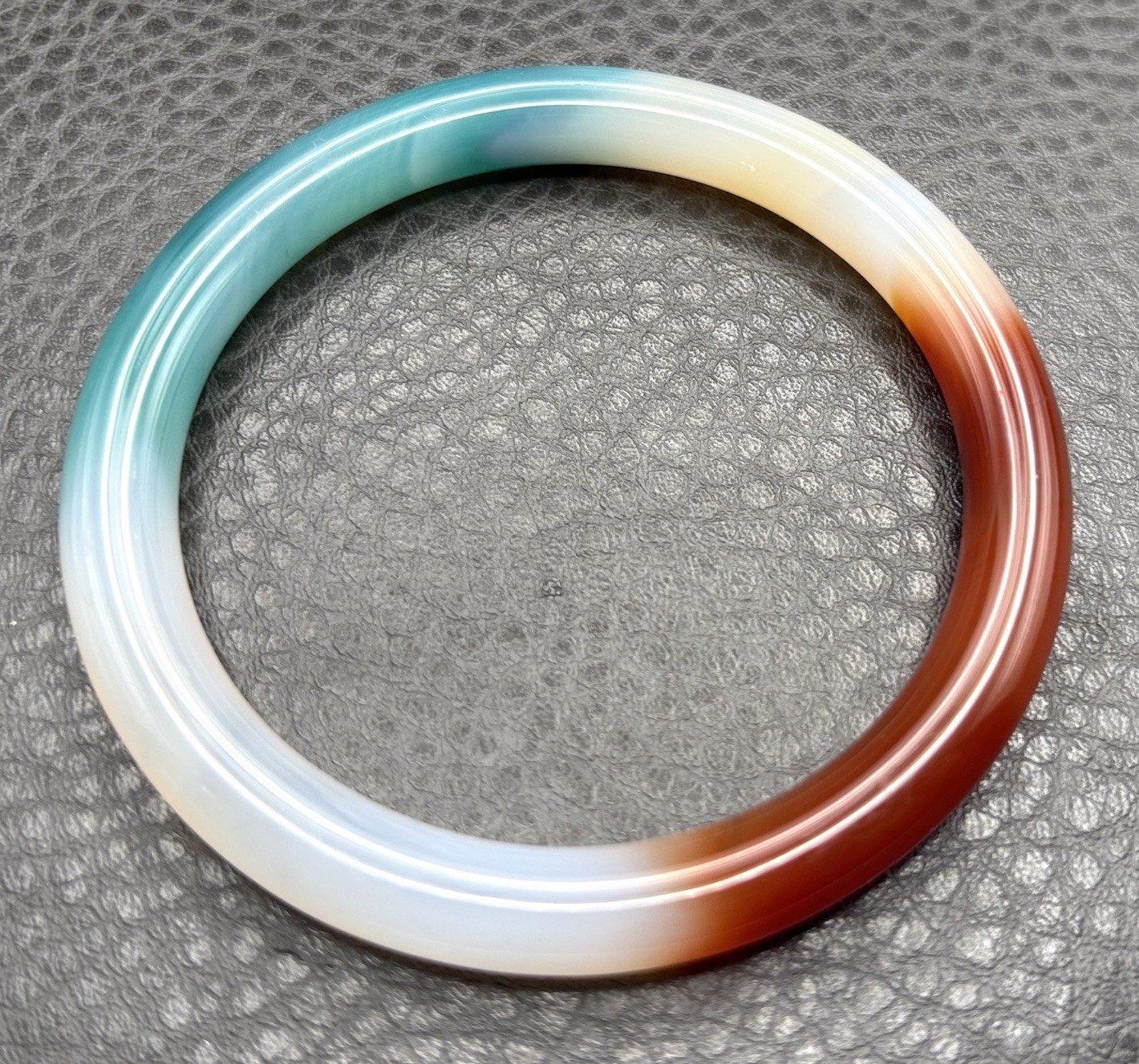 Vintage Multicolor Stone Bangle Bracelet Green Brown White Round 8.25”