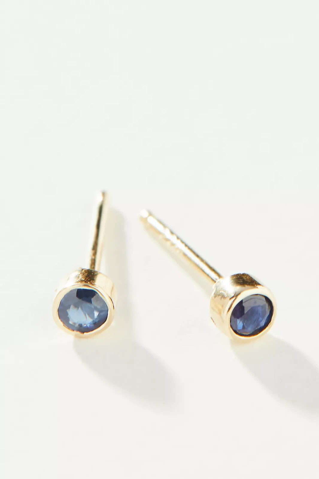Anthropologie Maya Brenner 14K Yellow Gold Sapphire Post Earrings 4.4mm | Roost
