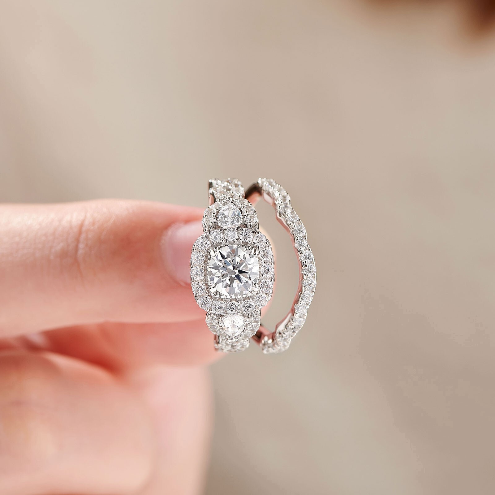 2.4 Ctw Wedding Ring Set. Round Cut Wedding Ring Solid 925 Silver NEW Simulated
