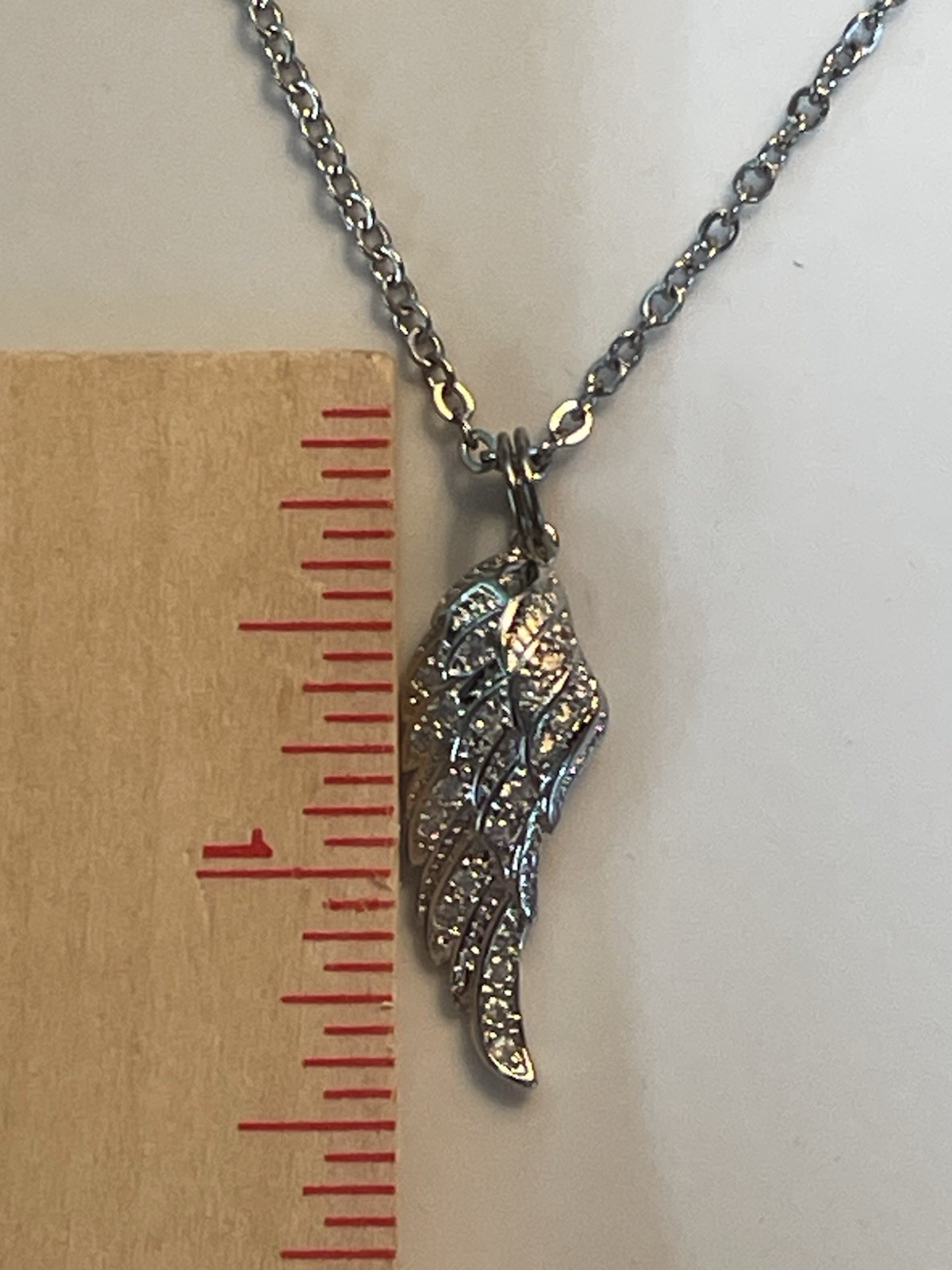 Angel Wing Silver Cubic 18” Stainless Necklace Religious Spiritual NEW