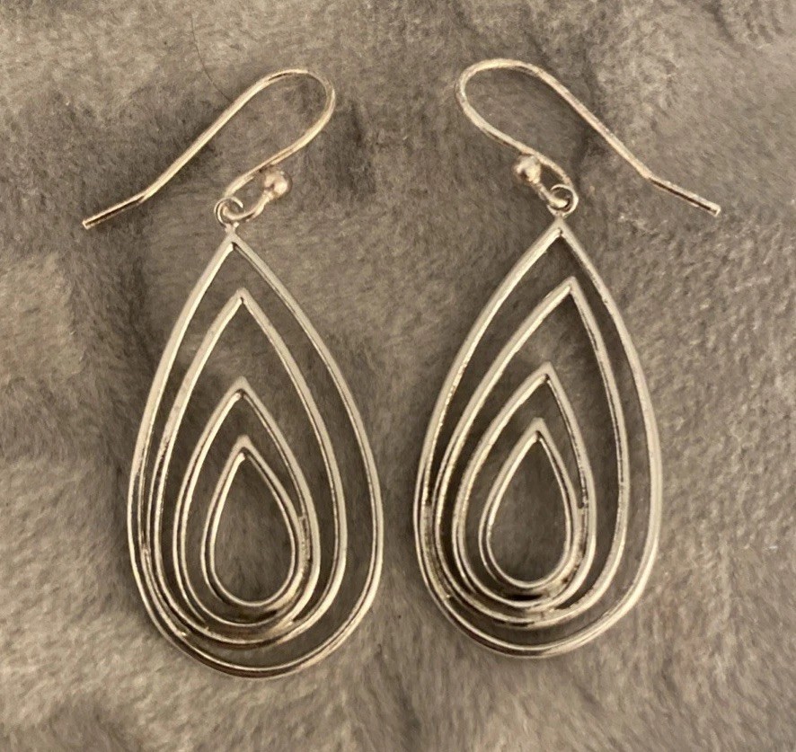 Sterling Silver Hoop within Hoop Dangle Earrings 925 Silver Fast Ship!