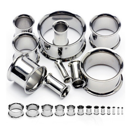 PAIR 316L Surgical Stainless Steel Double Flare Tunnels Ear Plugs Earlets Gauges
