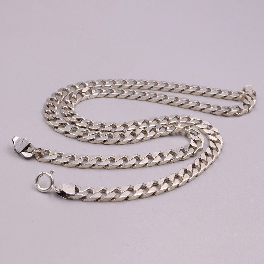 Pure S925 Sterling Silver Chain Men 5mm Curb Link Necklace 34-35g 19.6inch