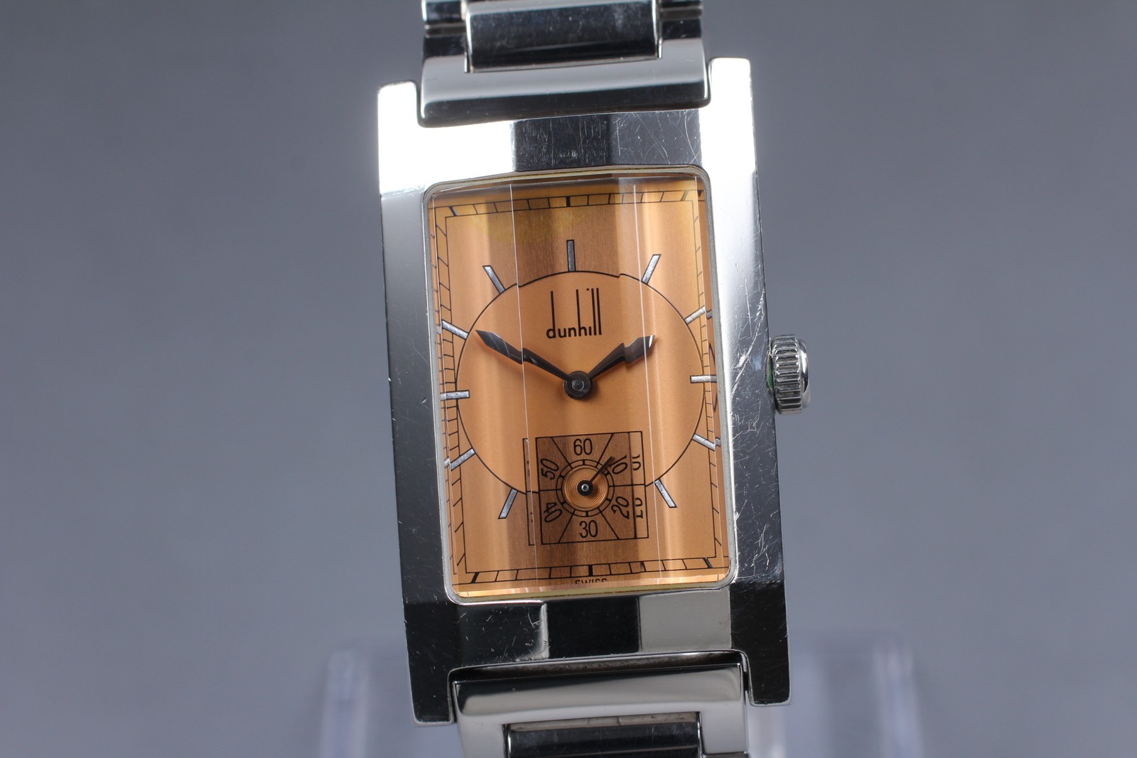 [Near MINT / Box] Dunhill 116 Facet Quartz Small Second Orange Dial Men’s Watch
