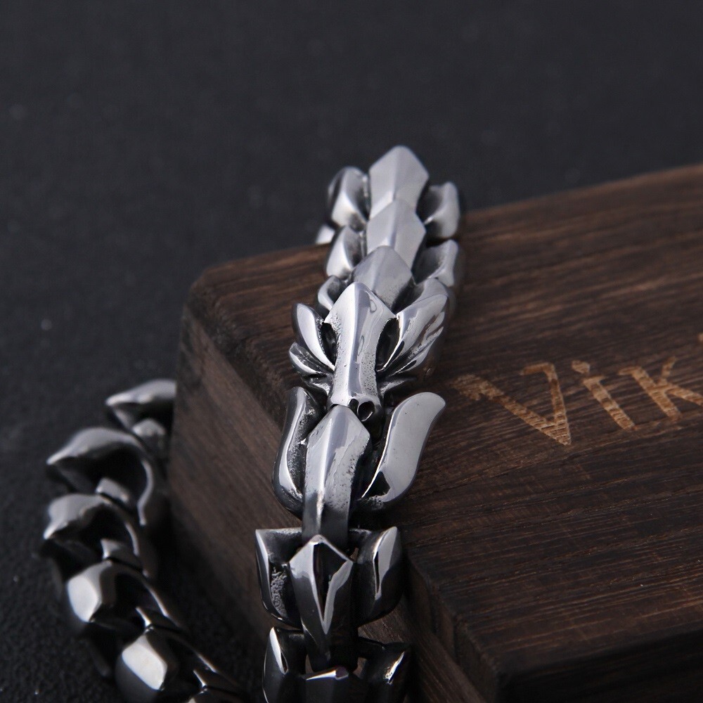 Viking Bracelet Ouroboros Vintage Punk Stainless Steel Fashion Jewelry For Mens