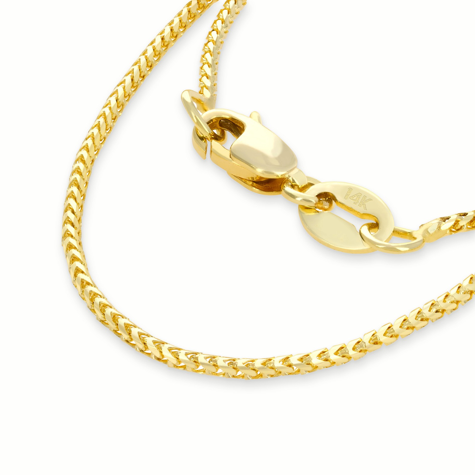 14K Yellow Gold Solid Franco 0.9mm Diamond Cut Spiga Chain Necklace 16″- 30″