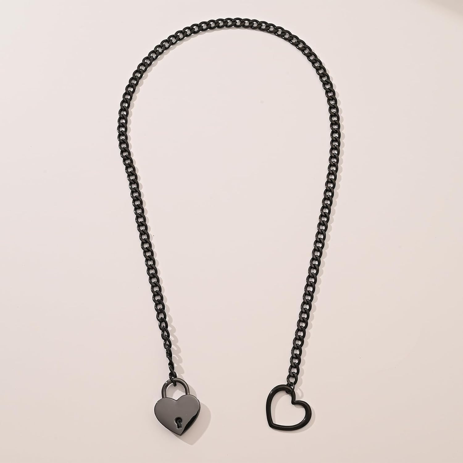 Heart Slip Chain Necklace for Women Goth Lock Heart Choker Collar for Women Punk