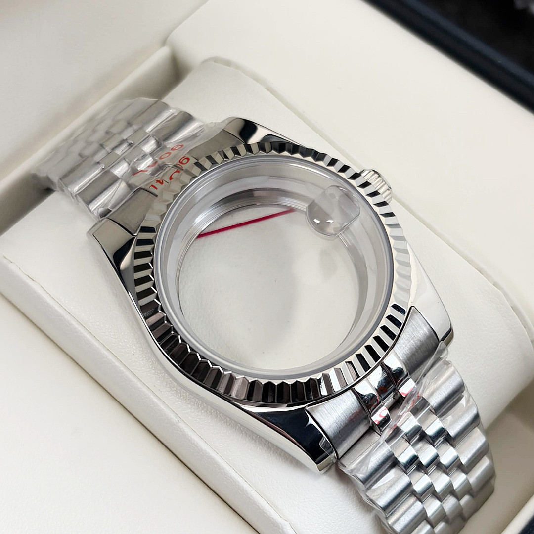 DIY 36mm Stainless Watch case strap kit For ETA 2824 PT5000 Movement Silver Mod