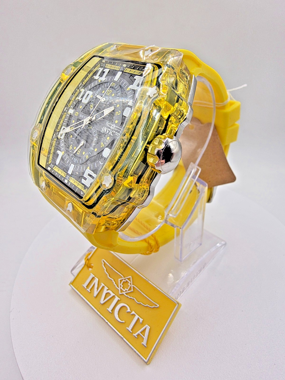 NEW Invicta Men’s 48.5mm Racing Cyclone Quartz Yellow Tone Watch 48721
