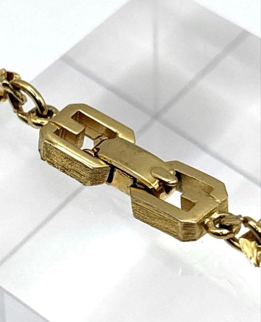 GIVENCHY Gold Chain Bracelet Vintage Men Fashion Jewelry 180cm Excellent