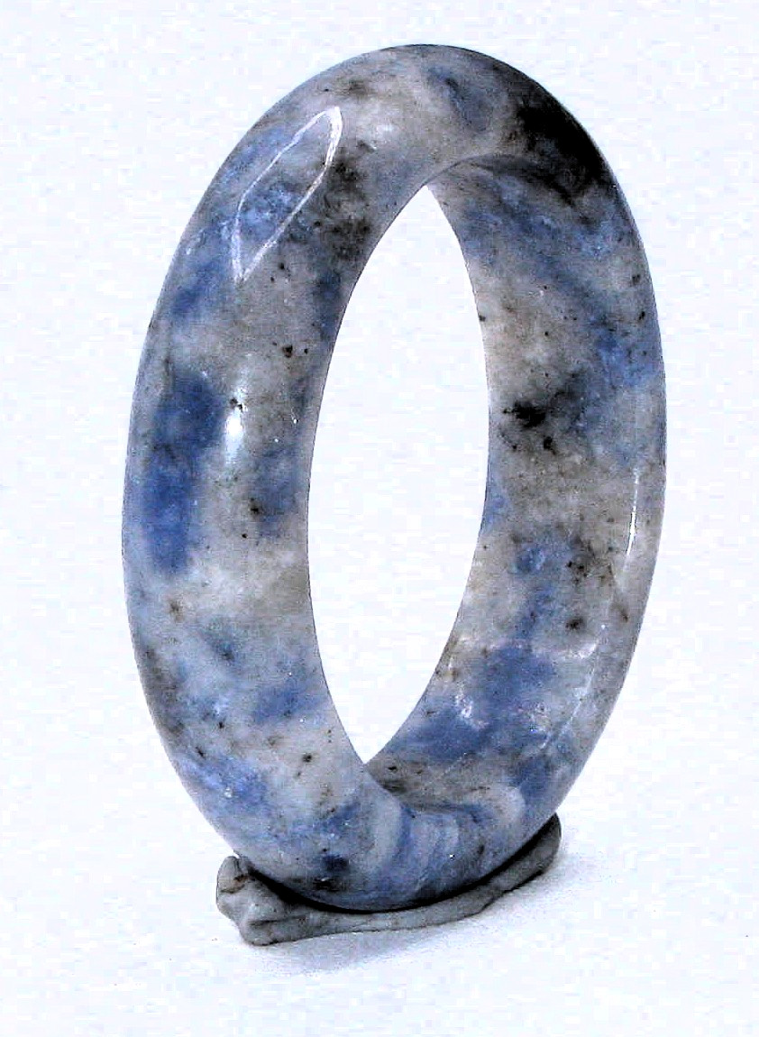 Elegant Handcrafted Natural Sodalite 6mm Band Ring Polished Blue Gray Size 8
