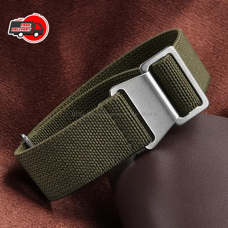 18/20/22mm Elastic Nylon Watch Band French Military Style Sport Strap Men Women