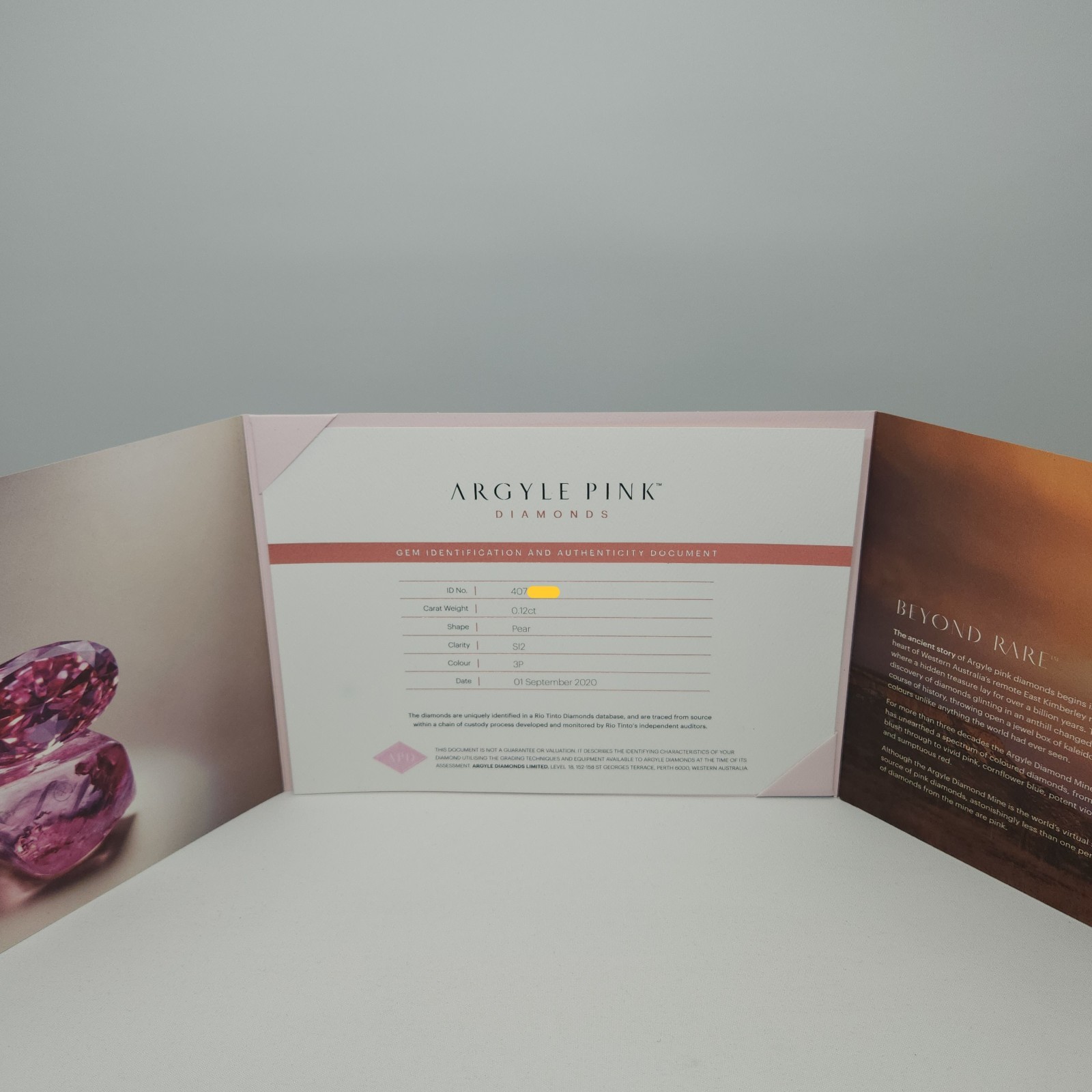 Argyle Pink Diamond 0.12ct 3P SI2, with Argyle Certificate, Investment Grade