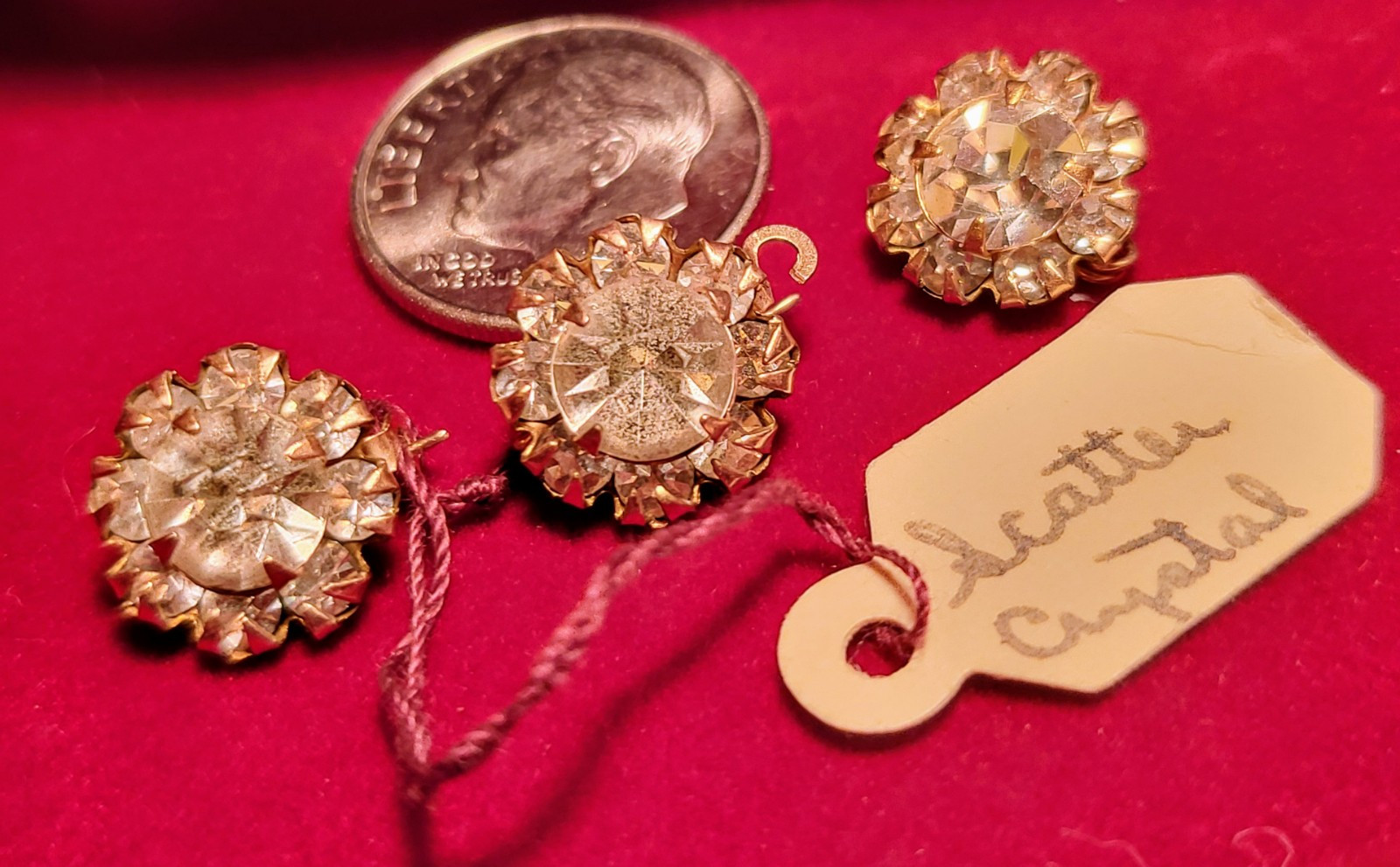 HILLCRAFT 1950’s * CRYSTAL SCATTER PINS/JEWELRY 14 K.R.G.F. U.S.A. Handmade